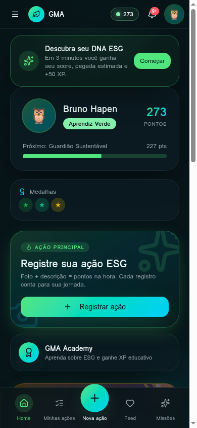 Galeria — tela Home do app GMA