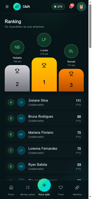 Galeria — tela Ranking do app GMA